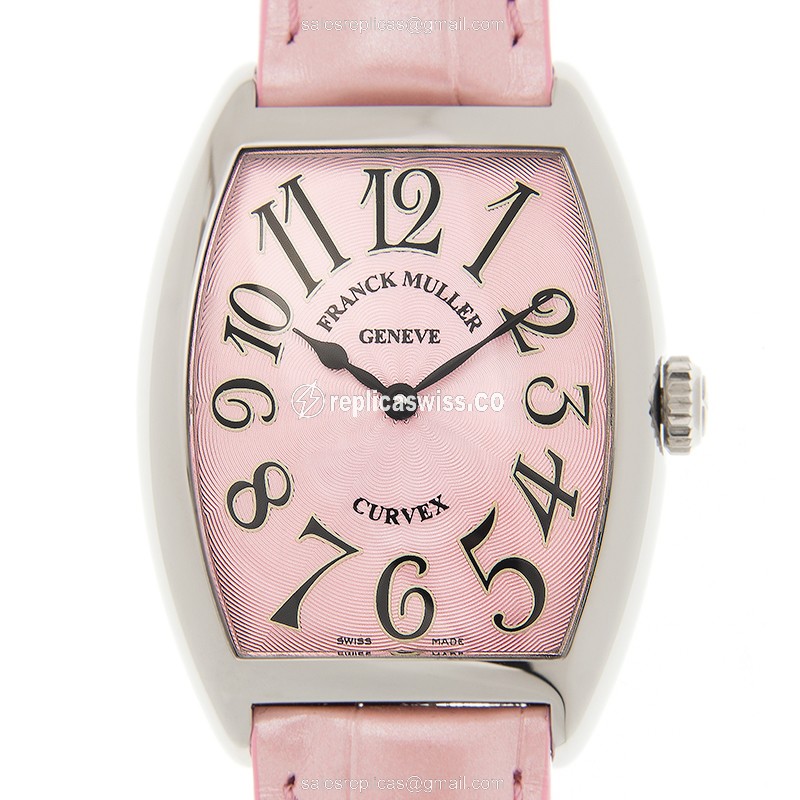 Franck Muller 7502 QZ AC - Pink Cintree Curvex Quartz Steel - Pink Dial - Alligator Buckle