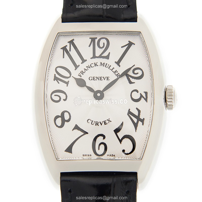 Franck Muller 7502 QZ Quartz Steel - Silver Dial - Black Alligator Buckle - Luxury Replica CINTREE CURVEX Watch