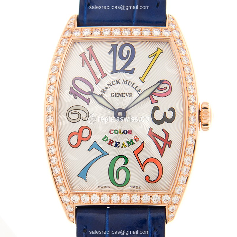 Franck Muller 7502 QZ COL DRM D 1R 5N CINTREE CURVEX - Quartz - Rose Gold Case - Silver Dial