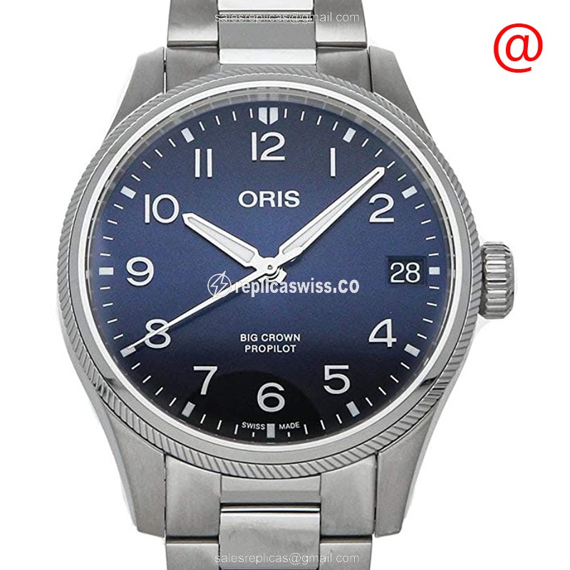 Oris 751 BIG CROWN - Automatic - Blue Dial - Steel Case - Silver Steel Clasp - Luxury Replica BIG CROWN Watch