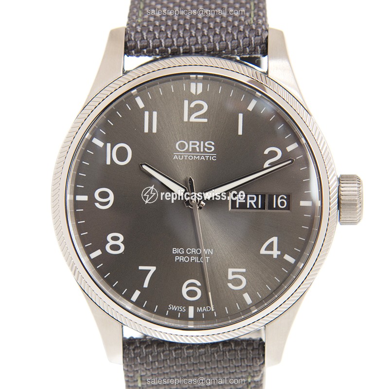 Oris BIG CROWN PROPILOT Replica - Automatic - Steel Case - Gray Dial - Grey Nylon Strap