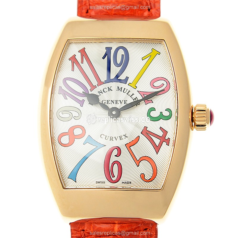 Franck Muller 7562 QZ COL DRM - Quartz - 18kt Rose Gold - White Dial - Orange Alligator Buckle