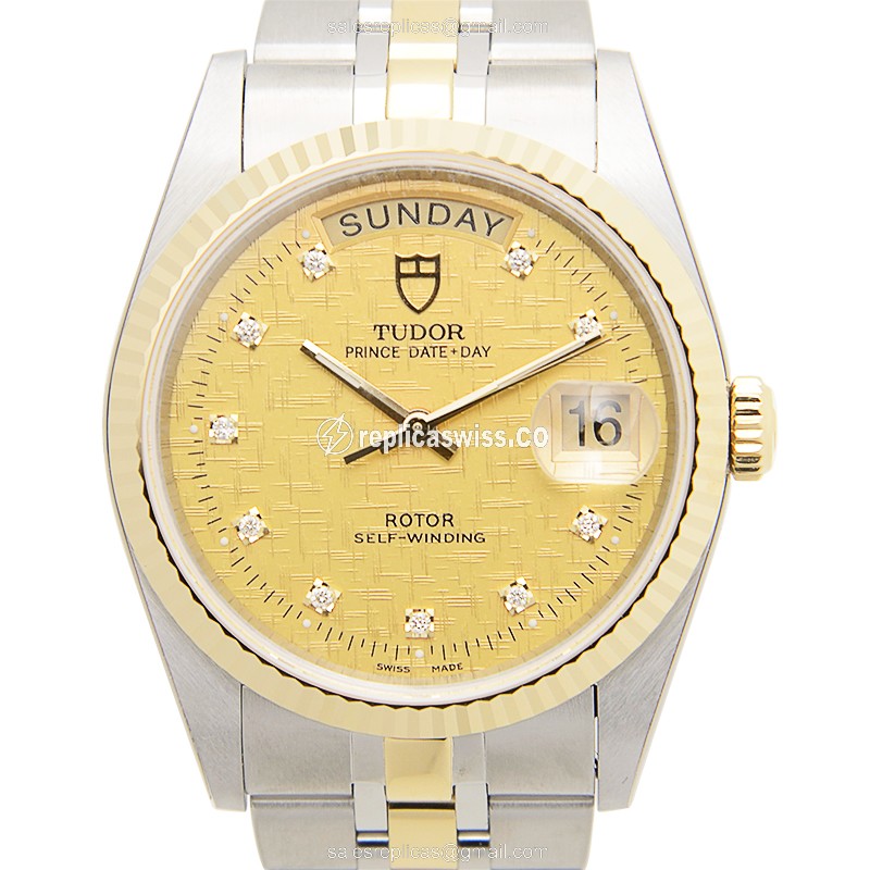 Tudor Date-Day Replica Watch - Automatic - Gold Steel - Gold Dial - Luxury Replica PRICE DATE-DAY Watch