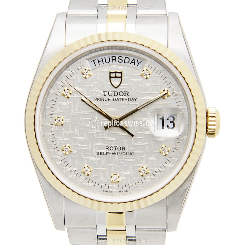 Tudor Day-Date Replica - Auto - Gold Steel - Silver Dial - Luxury Replica PRICE DATE-DAY Watch