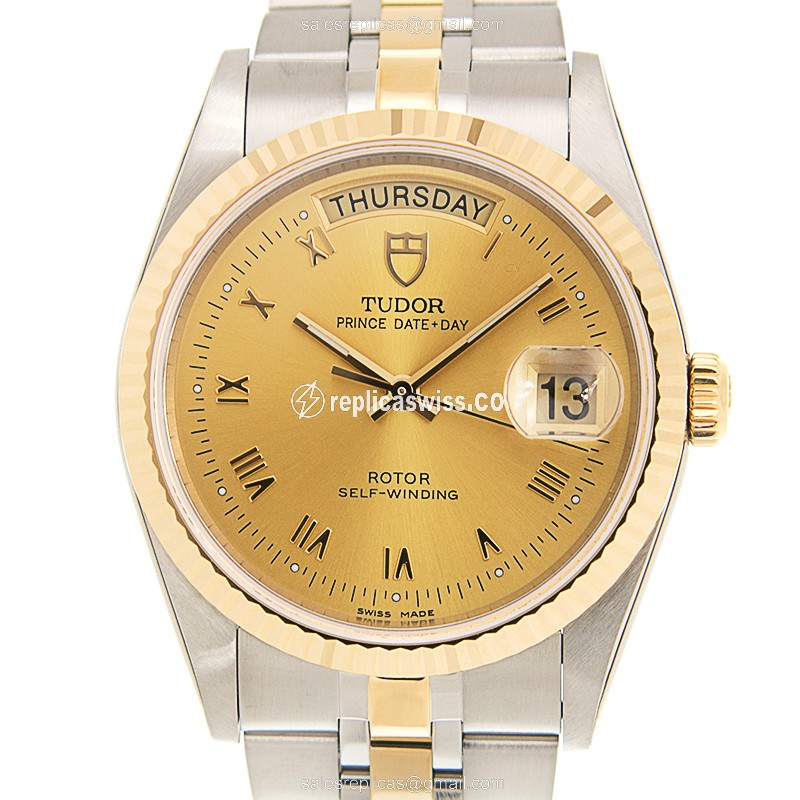 Tudor PRICE DATE-DAY Replica Watch - Automatic - Gold-Steel - Luxury Replica PRICE DATE-DAY Watch