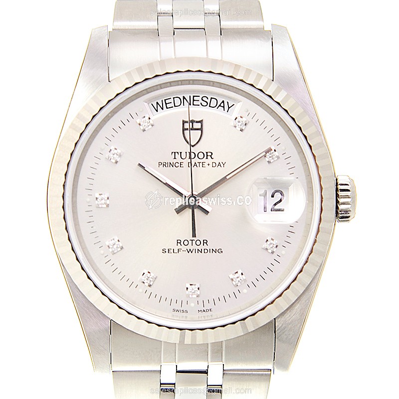 Automatic Tudor Prince Date-Day - Silver Dial - Steel Case & Band - Clasp - Luxury Replica PRINCE DATE-DAY Watch