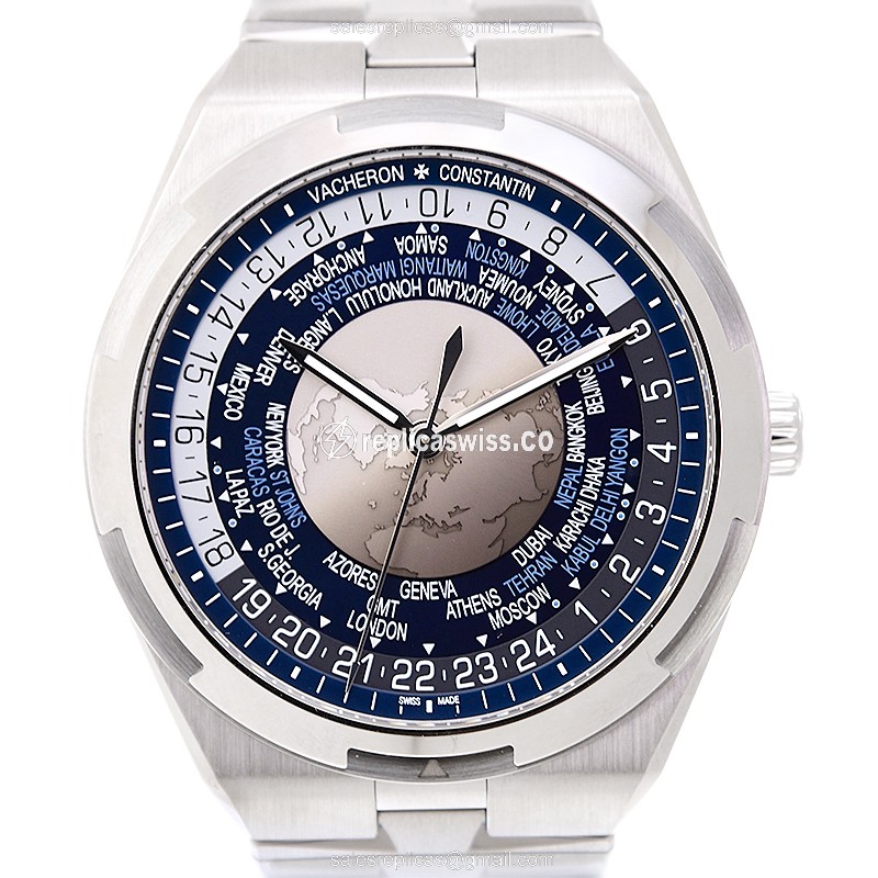 Vacheron Constantin 7700V/110A-B172 Overseas Replica - Automatic - Steel Case - Blue Dial - Silver Steel Strap