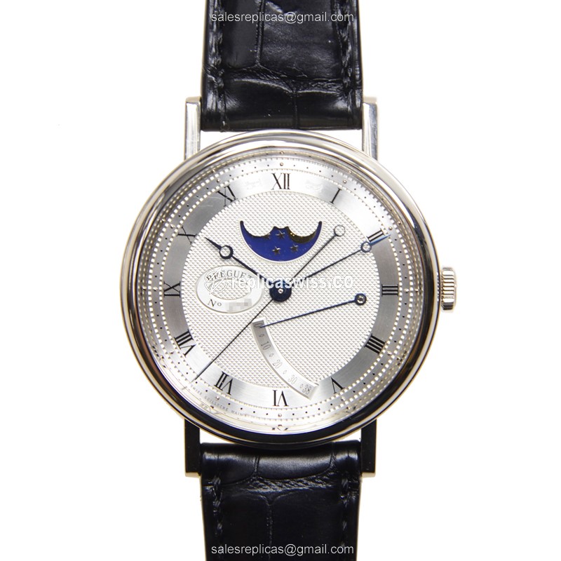 Breguet 7787BB/12/9V6 Classic Auto 18kt White Gold - Silver Dial - Black Alligator Strap