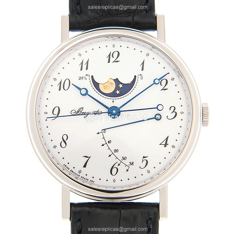 Breguet 7787BB/29/9V6 Classic Replica - Automatic - 18kt White Gold - White Dial - Black Alligator Strap
