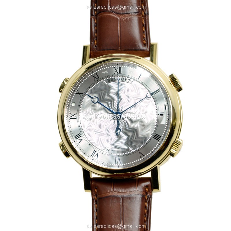 Breguet 7800BA/11/9YV Classic - Automatic - 18kt Yellow Gold - Silver Dial - Brown Alligator Strap