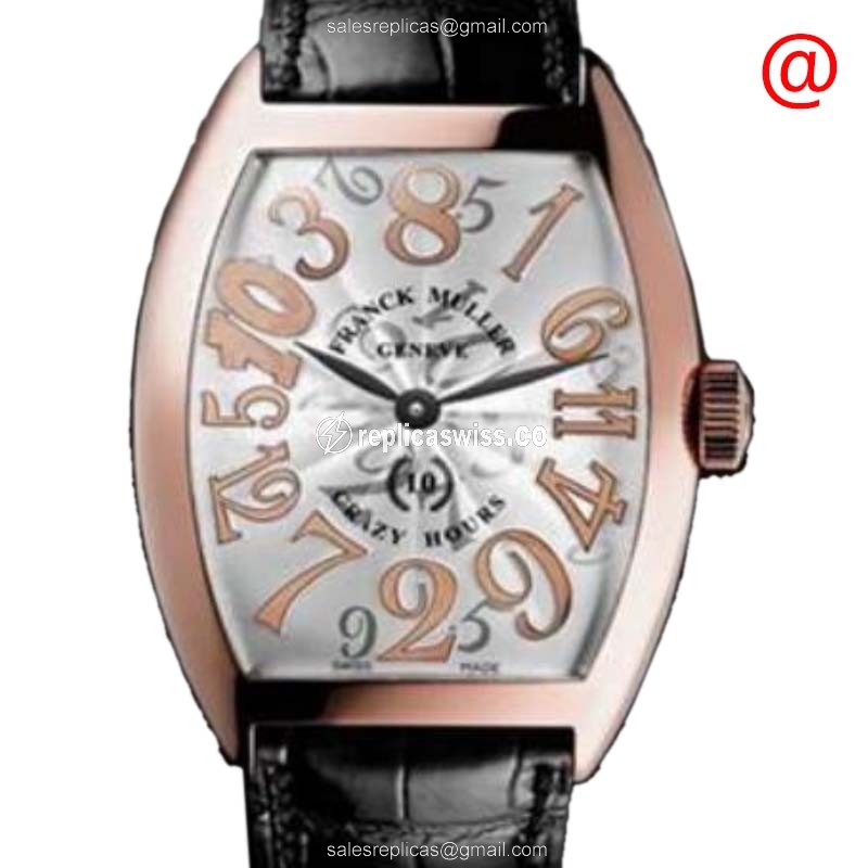 Franck Muller 7851 Replica - Automatic - Rose Gold Case - Silver Dial, Leather Strap - Luxury Replica CINTREE CURVEX Watch