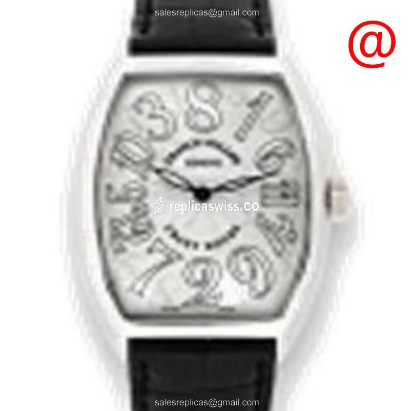 Franck Muller 7851 CH BL RELAC CURVEX - Automatic | Steel Case | Silver Dial | Black Leather Strap - Luxury Replica CINTREE CURVEX Watch