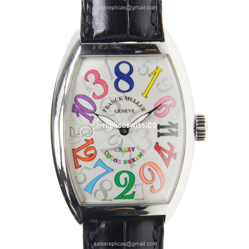 Franck Muller 7851 Replica - Automatic - Steel Case - Silver Dial - Black Alligator Strap - Luxury Replica MASTER OF COMPLICATION Watch
