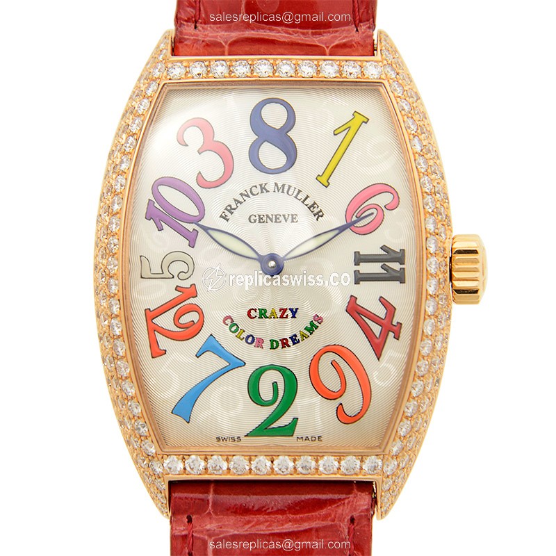 Franck Muller 7851 CH COL DRM D (5N) CRAZY HOURS Automatic 18kt Rose Gold & Diamonds - Luxury Replica CRAZY HOURS Watch