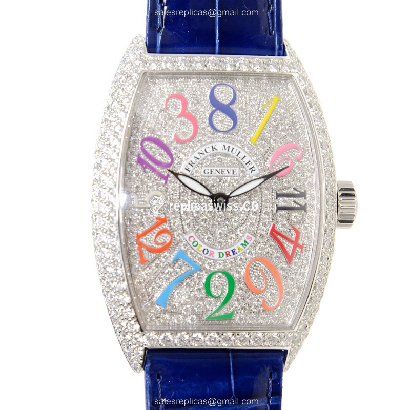 Franck Muller 7851 CH COL DRM D CD (OG) COLOR DREAMS Automatic 18kt White Gold & Diamond - Luxury Replica COLOR DREAMS Watch