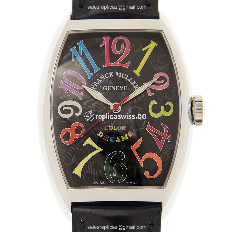 Franck Muller 7851 Replica - Automatic - Black Dial - Steel Case - Alligator Black Strap