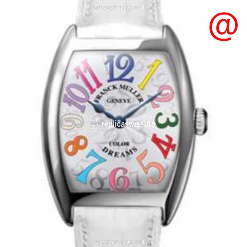 Franck Muller 7851 SC COL O R DR BL VAC CURVEX - Automatic, Steel Case, Silver Dial, Leather Strap, Buckle Clasp - Luxury Replica CINTREE CURVEX Watch