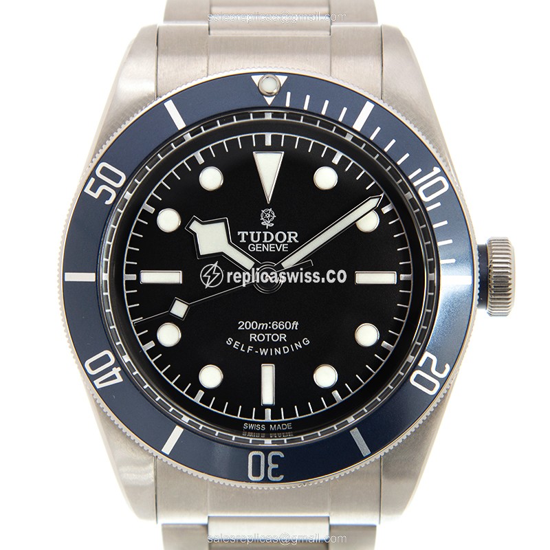 Tudor Heritage Black Bay Replica - Automatic - Steel - Black Dial - Silver Steel Strap - Luxury Replica HERITAGE BLACK BAY Watch