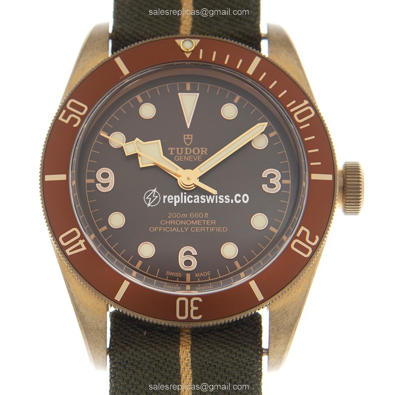 Black Bay Bronze Tudor Replica - Automatic - Bronze Case - Brown Dial - Canvas Green Strap