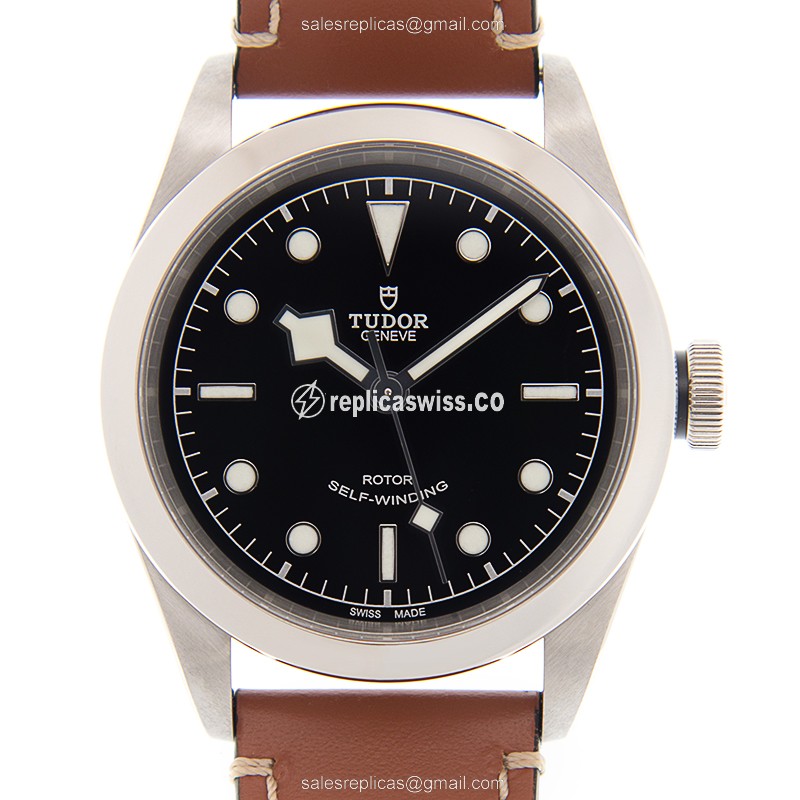 Rolex Heritage Ranger Replica - Automatic - Stainless Steel - Black Dial - Brown Leather Strap