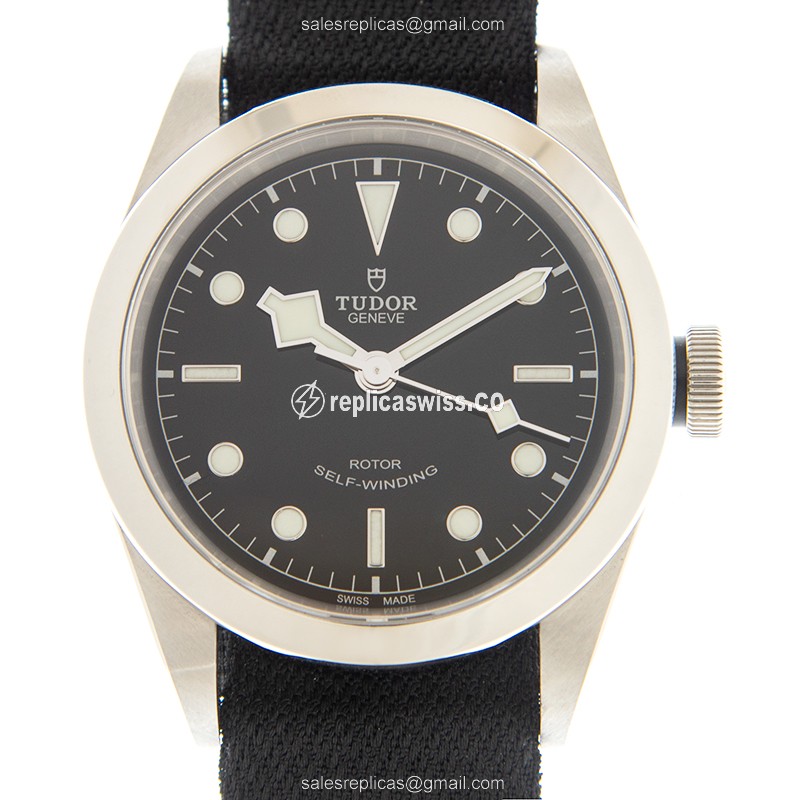 Tudor Black Bay 41 Replica - Automatic - Steel Case - Black Dial - Canvas Strap