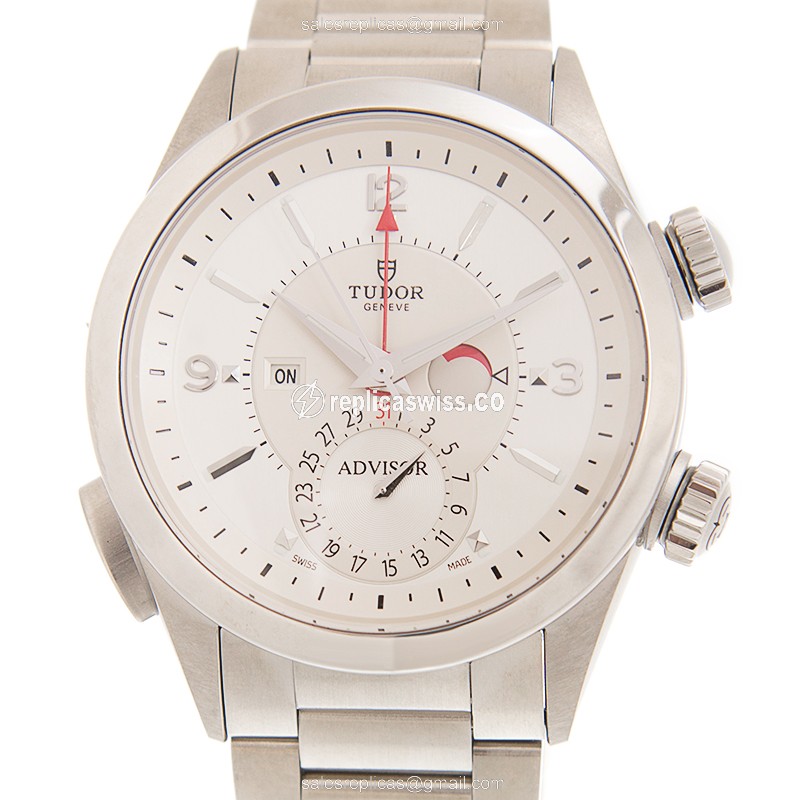 Tudor Heritage Advisor Replica - Automatic - Stainless Steel - White Dial - Silver Clasp