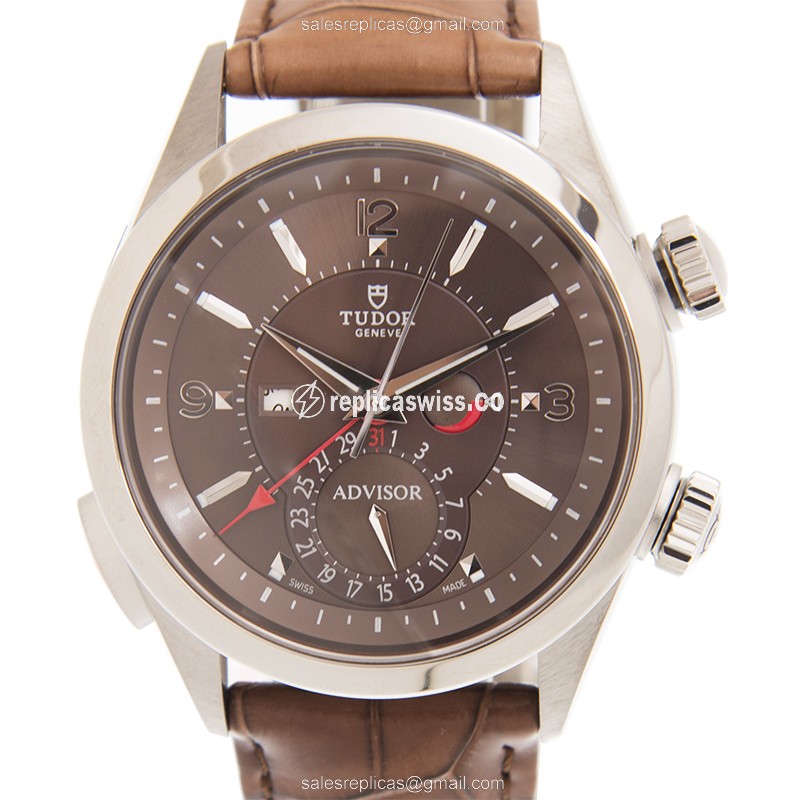 Tudor 79620TC Replica - Automatic - Brown Dial - Leather Brown Strap - Stainless Steel Case