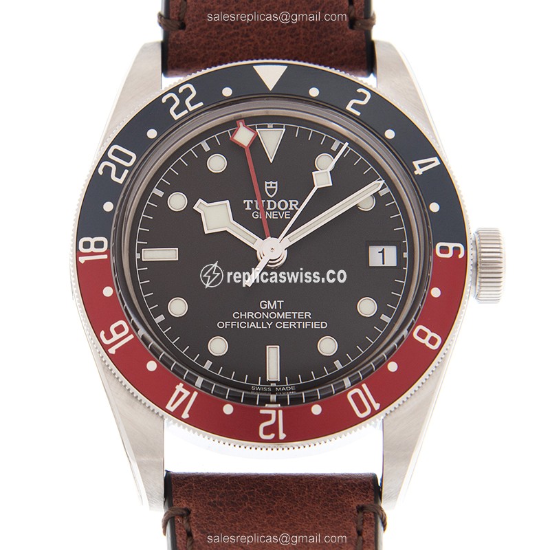 Tudor Heritage Black Bay Replica - Automatic - Steel Case - Black Dial - Brown Leather Strap