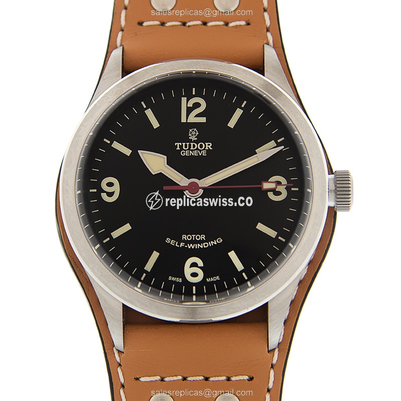 Automatic Tudor Heritage Ranger - Black Dial - Brown Leather Strap - Stainless Steel