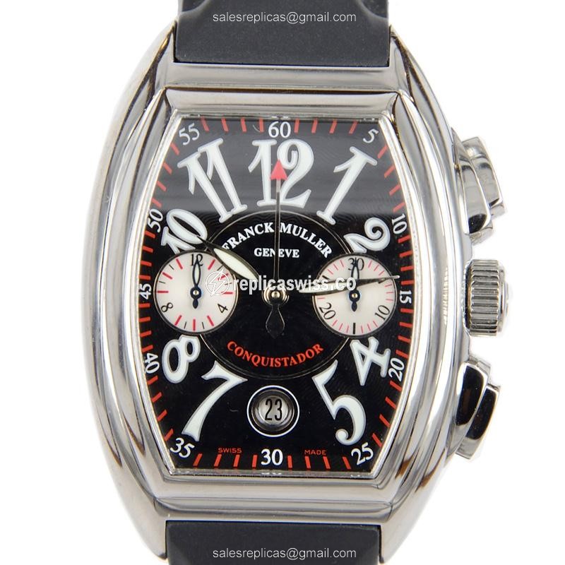 Franck Muller Conquistador Replica - Automatic - Silver Dial - Stainless Steel - Black Rubber Strap - Luxury Replica CONQUISTADOR Watch