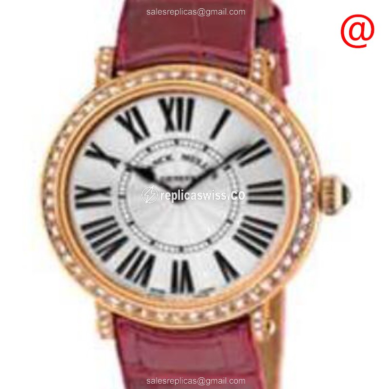 Franck Muller 8035 QZ D 1R BL R5N Replica - Quartz - 18kt Rose Gold - Diamonds on Dial - Silver - Luxury Replica COLOR DREAMS Watch