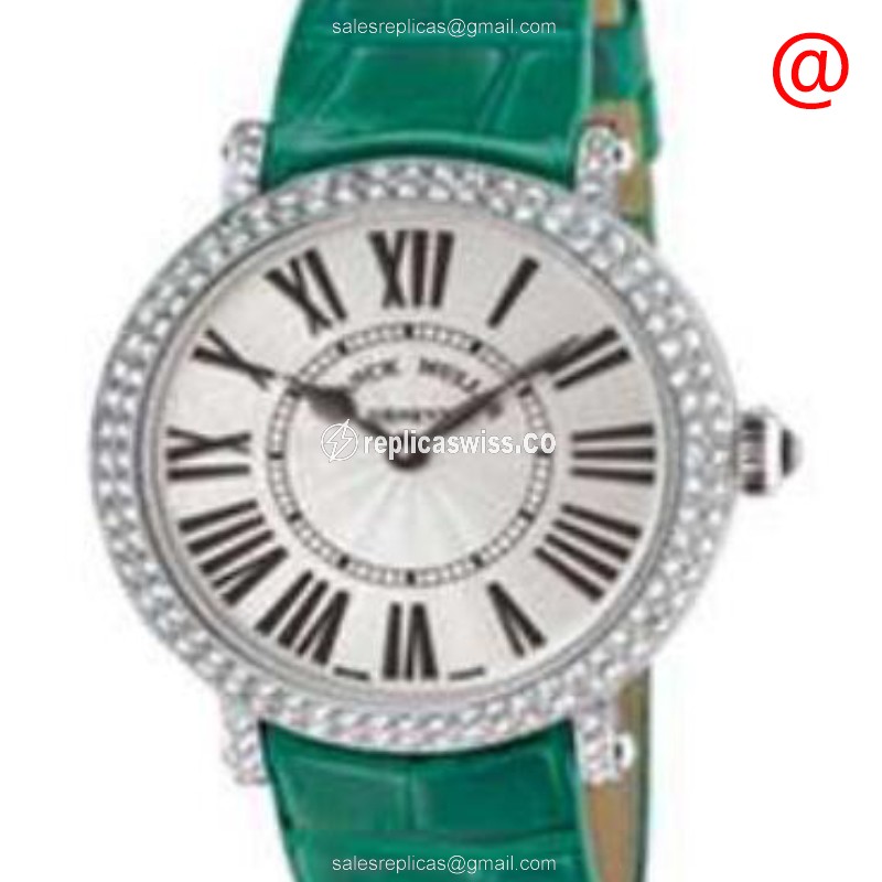 Franck Muller 8035 QZ D BL RAC Replica - Quartz - Silver Dial - Green Leather Strap - Buckle Clasp - Premium Replica COLOR DREAMS Replica Watch - Front View