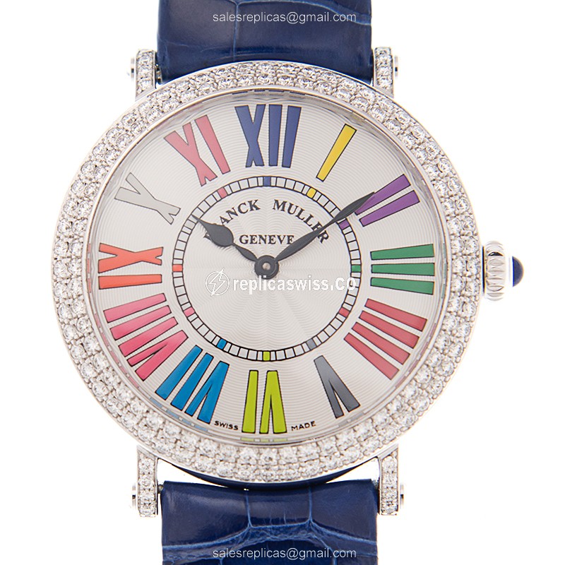 Franck Muller 8038 QZ COL DRM R D (OG) ROUND Quartz 18kt White Gold & Diamond - Luxury Replica ROUND Watch