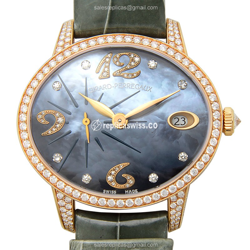 Girard Perregaux 80484D52P662-BK6A CATS EYE - Auto 18kt Rose Gold - Blue Dial - Green Alligator Strap