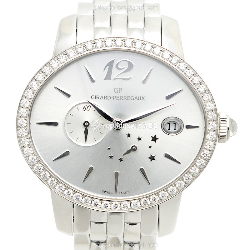 Girard Perregaux 80486D11A36111A CATS EYE - Auto - Diamond Case - Silver Dial - Steel Strap - Luxury Replica CATS EYE Watch