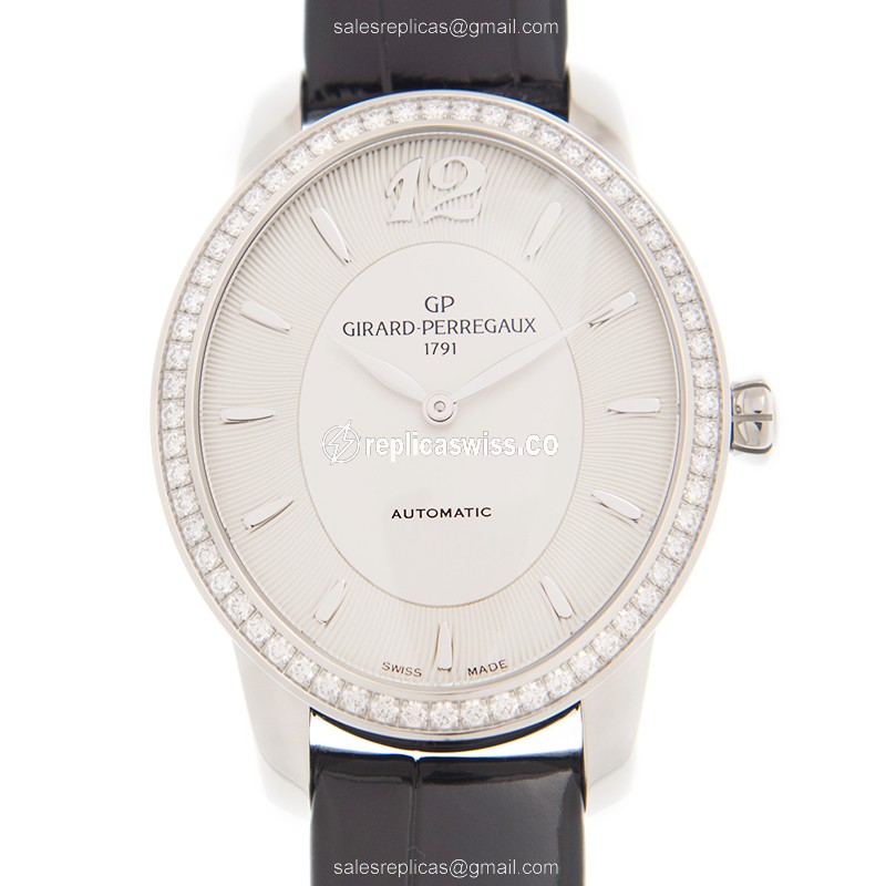 Girard Perregaux CATS EYE - Auto - White Dial - Diamonds - Steel Case & Black Alligator Strap