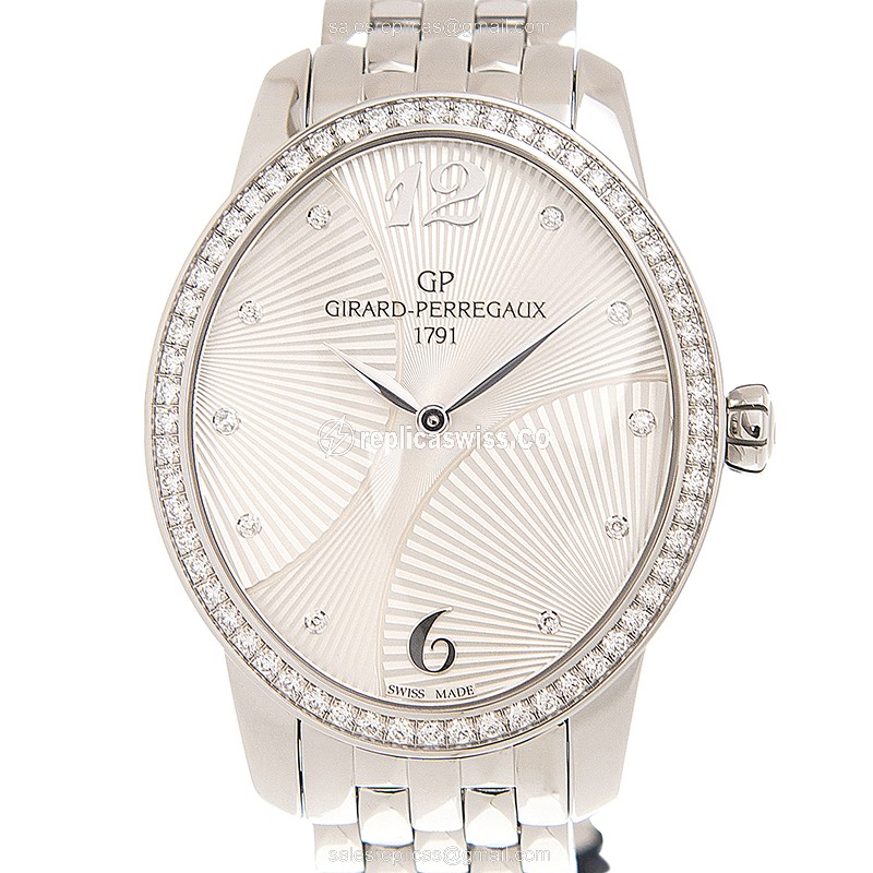 Girard Perregaux 80493D11A161 CATS EYE - Auto - White Dial - Diamond Case - Steel Band