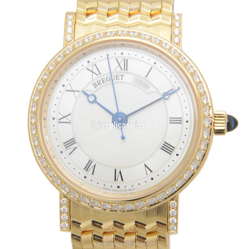 Breguet 8068BA/52/AC0/DD00 Replica - Automatic - 18kt Gold - Diamond Dial - White