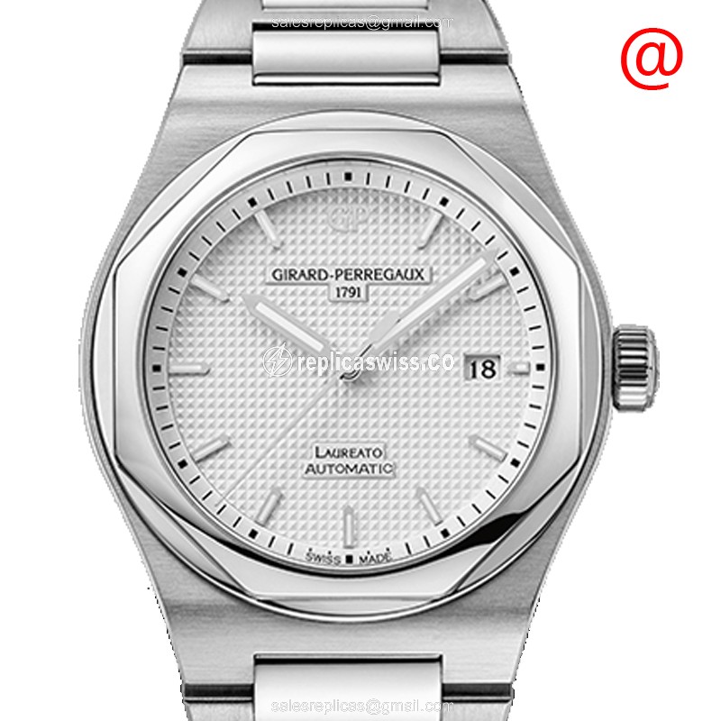 Girard Perregaux Replica - Laureato - Automatic - White Dial - Steel Case - Silver Strap - Luxury Replica LAUREATO Watch