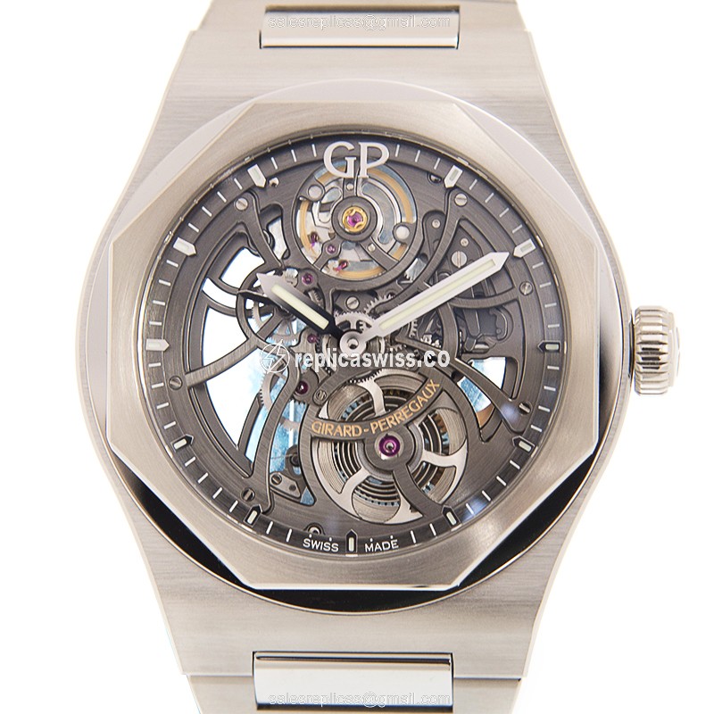 Girard Perregaux 81015-11-001-11A Replica - Automatic - Steel Case - Skull Dial - Black Steel Band - Luxury Replica LAUREATO Watch