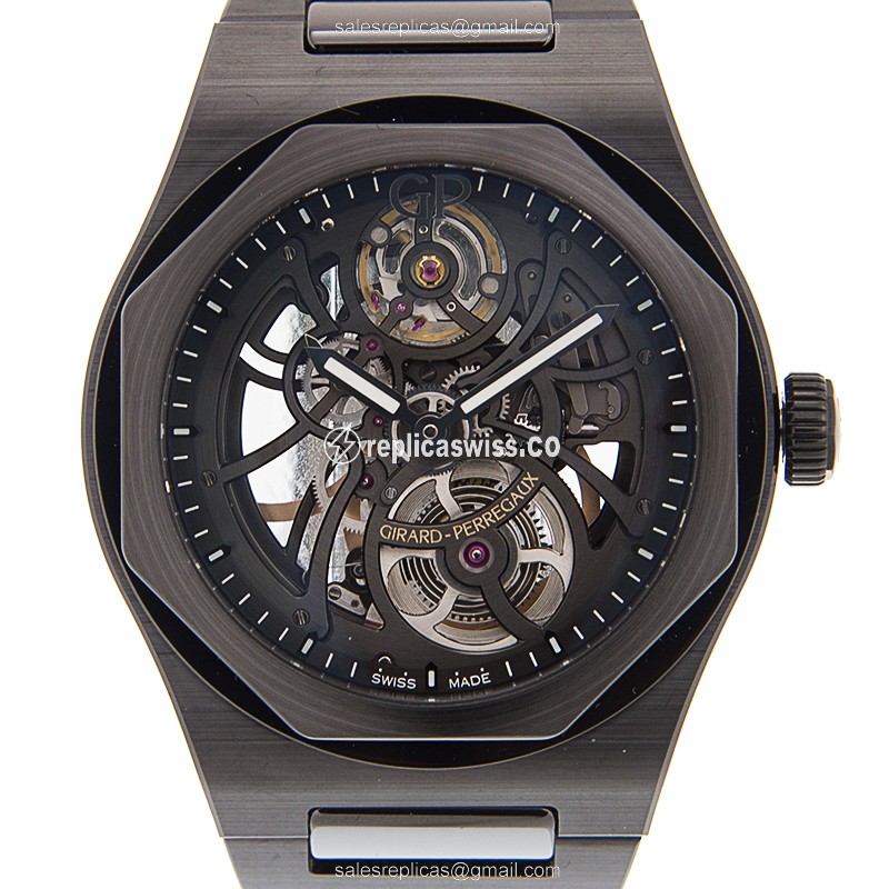 Girard Perregaux Replica 81015-32-001-32A - Automatic Ceramic - Black Dial - Black Ceramic Strap - Luxury Replica LAUREATO Watch
