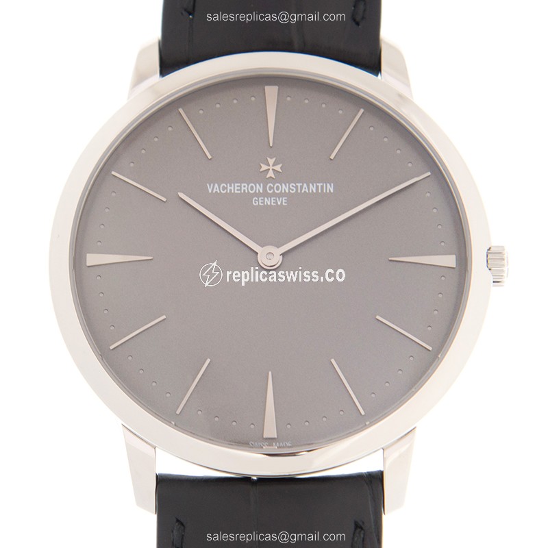 Vacheron Constantin 81180/000P-9539 Replica - Manual - 950 Platinum - Gray Dial - Black Alligator Buckle