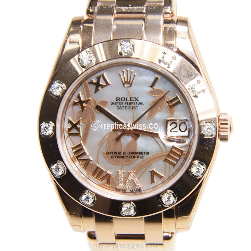 Rolex Lady Datejust Replica - Automatic - 18kt Rose Gold & Steel Case - White Dial
