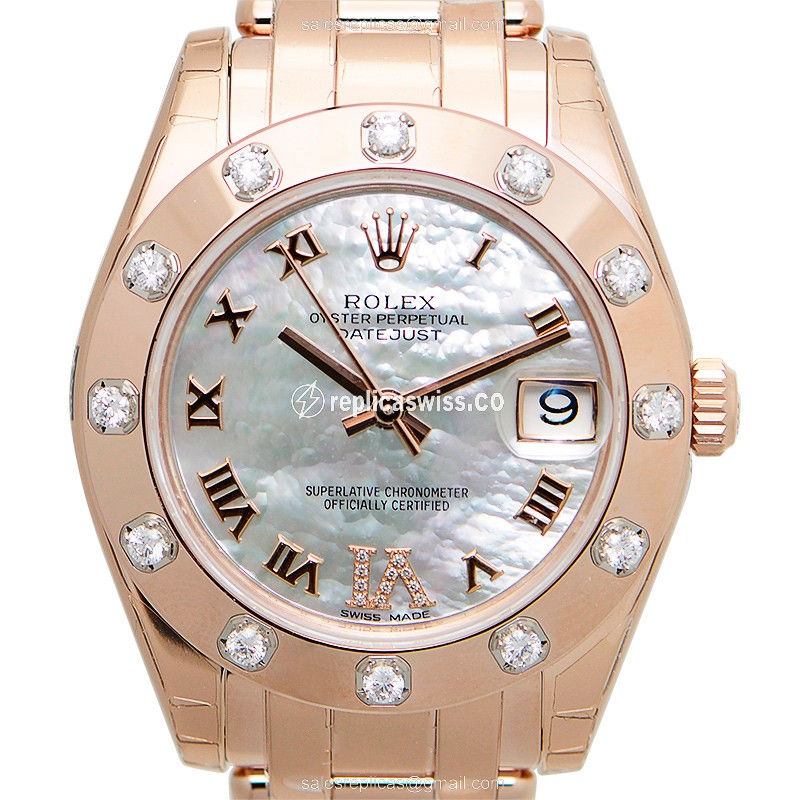 Rolex Datejust Lady Replica - Automatic - 18kt Rose Gold Case - Silver Dial - Pink Gold Strap