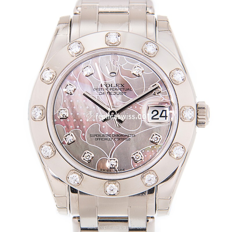 Rolex Datejust Replica - Automatic - White Gold - Diamond Case, Silver Dial