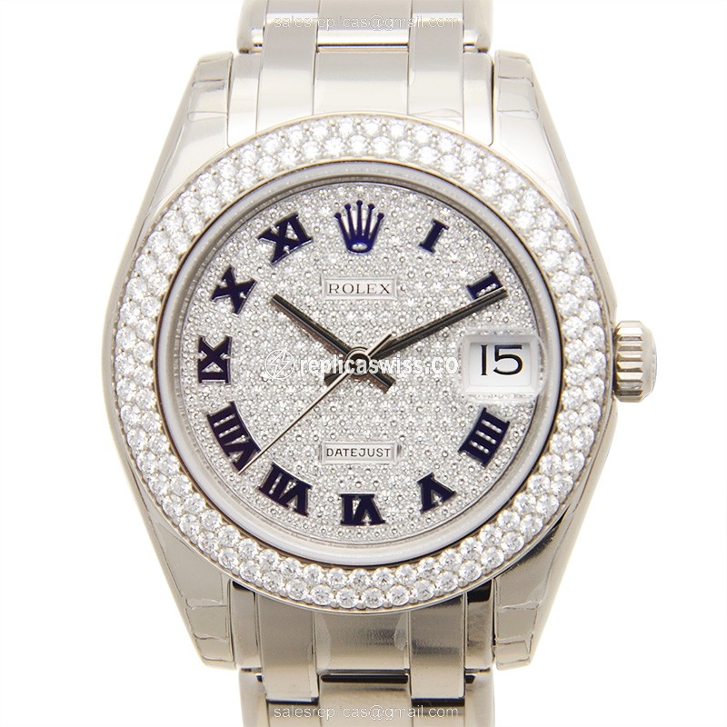 Rolex Datejust Replica - Automatic - White Gold - Diamond Accents - Silver Dial