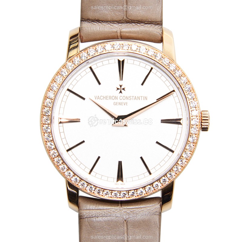 Vacheron Constantin 81590/000R-9847 TRADITIONNELLE Manual Wind 18kt Rose Gold & Diamonds