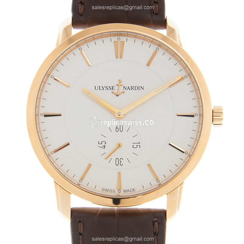 Ulysse Nardin 8206-198-2/31 CLASSIQUE - Manual Wind - 18kt Rose Gold - White Dial - Leather Brown Strap