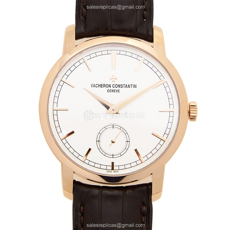 Vacheron Constantin 82172/000R-9382 TRADITIONNELLE - Manual Wind - 18kt Rose Gold - White Dial - Brown Alligator Strap