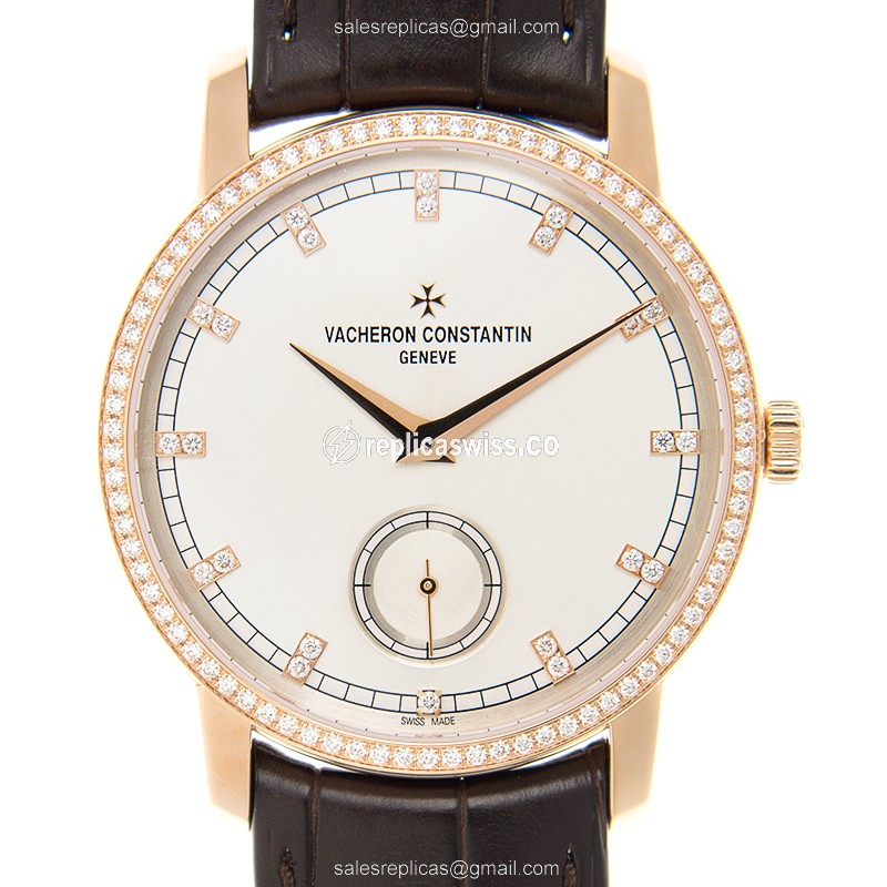 Vacheron Patrimony Replica - Manual Wind - Rose Gold - White